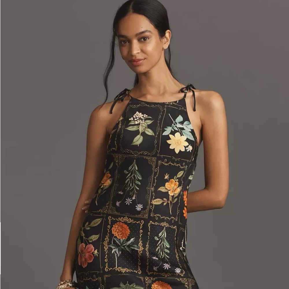 By Anthropologie Tie-Neck Column Midi Dress